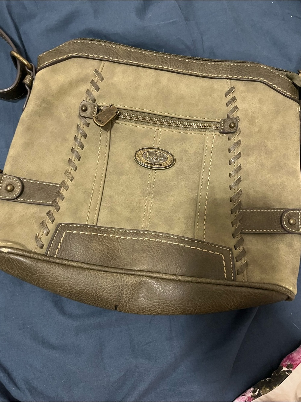 b.o.c. Olive Green and Brown Vegan Leather Crossbody